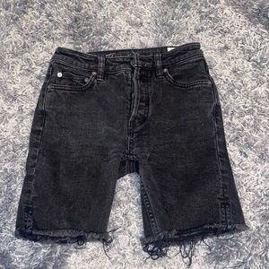 Black denim “biker”/“Bermuda” shorts